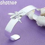 925 Silver Dragonfly Open Bangle Bracelet For Man Women