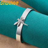 925 Silver Dragonfly Open Bangle Bracelet For Man Women