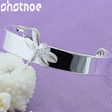 925 Silver Dragonfly Open Bangle Bracelet For Man Women