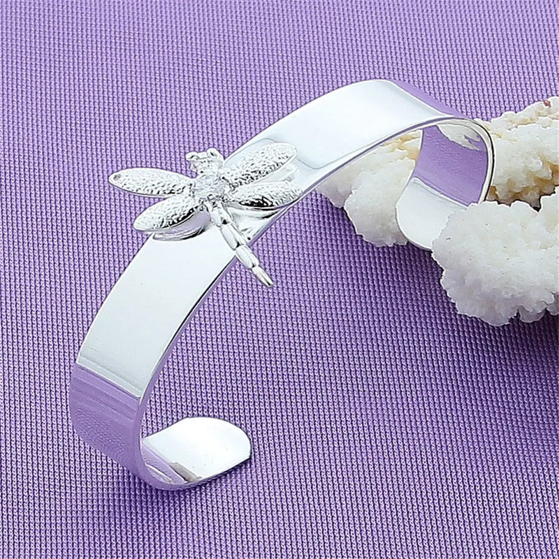 925 Silver Dragonfly Zircon Bangle for Woman Wedding Engagement