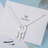 925 Silver Dream Catcher Necklace Leaves Short Chain S-n310