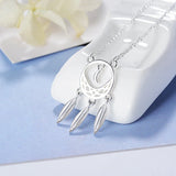 925 Silver Dream Catcher Necklace Leaves Short Chain S-n310