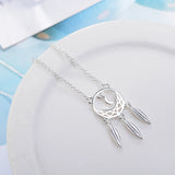 925 Silver Dream Catcher Necklace Leaves Short Chain S-n310