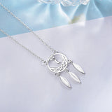 925 Silver Dream Catcher Necklace Leaves Short Chain S-n310