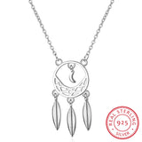 925 Silver Dream Catcher Necklace Leaves Short Chain S-n310