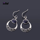 Vintage Flower Sandstone Drop Earrings 925 Silver
