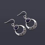 Vintage Flower Sandstone Drop Earrings 925 Silver