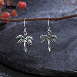 925 Silver Coconut Tree Drop Earrings with Colorful Zircon