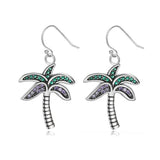 925 Silver Coconut Tree Drop Earrings with Colorful Zircon