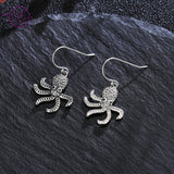 925 Silver Octopus Drop Earrings with Zircon
