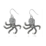 925 Silver Octopus Drop Earrings with Zircon