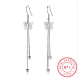 925 Silver Butterfly Tassel Earrings Hollow Design