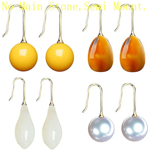 925 Silver Drop Earrings Semi Mount Setting
