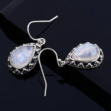 925 Silver Moonstone Drop Earrings for Women Vintage Jewelry