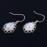 925 Silver Moonstone Drop Earrings for Women Vintage Jewelry