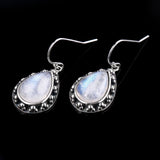925 Silver Moonstone Drop Earrings for Women Vintage Jewelry