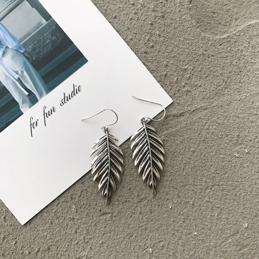 925 Silver Drop Earrings Leaves Dangle Unique Jewelry Gift