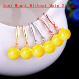 925 Silver Drop Earrings for Women with Round Bead & Pearl Semi Mount