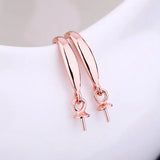 925 Silver Drop Earrings for Women with Round Bead & Pearl Semi Mount