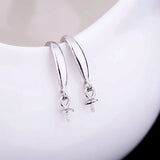 925 Silver Drop Earrings for Women with Round Bead & Pearl Semi Mount