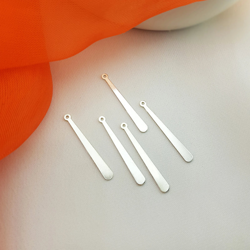 925 Silver Drop for Jewelry Making, Flat Silver Finding for Bracelets Earrings