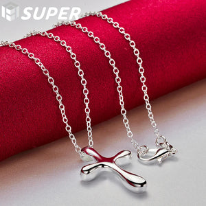 925 Silver Cross Pendant Necklace 18-Inch Chain Wedding Jewelry