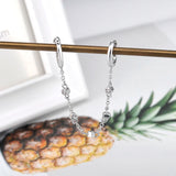 925 Silver 1PC Two Holes Hoop Earrings Crystal Chain Small Earrings