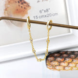 925 Silver 1PC Two Holes Hoop Earrings Crystal Chain Small Earrings