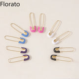925 Silver Enamel Safety Pin Huggie Earrings