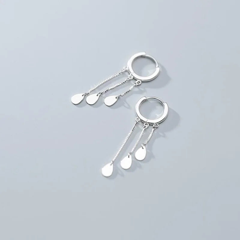 925 Silver Tassel Chain Earrings for Women