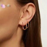 925 Silver Circle Earrings Crystal Huggie Daily Hoops