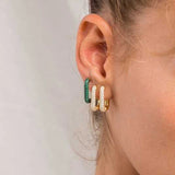 925 Silver Colorful Hoop Earrings Crystal Zircon Jewelry