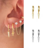 925 Silver Crystal Zircon Minimalist Hoop Earrings