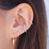925 Silver Crystal Zircon Minimalist Hoop Earrings