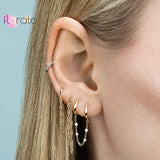 925 Sterling Silver Chain Pendant Hoop Earrings Zircon Jewelry