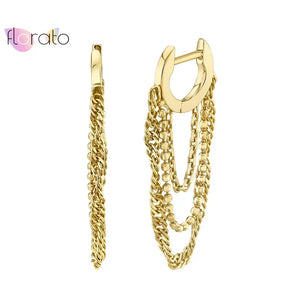 925 Sterling Silver Chain Pendant Hoop Earrings Zircon Jewelry