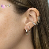 925 Sterling Silver Chain Pendant Hoop Earrings Zircon Jewelry