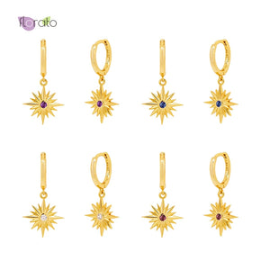 925 Silver Sun Wreath Hoop Earrings for Women