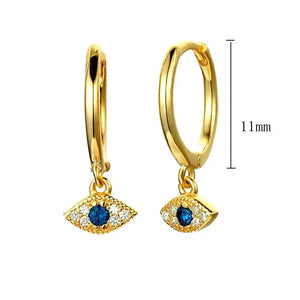 925 Silver Evil Eye Huggie Hoop Earrings for Women