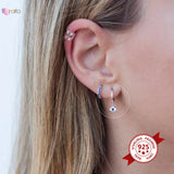 925 Silver Evil Eye Huggie Hoop Earrings for Women