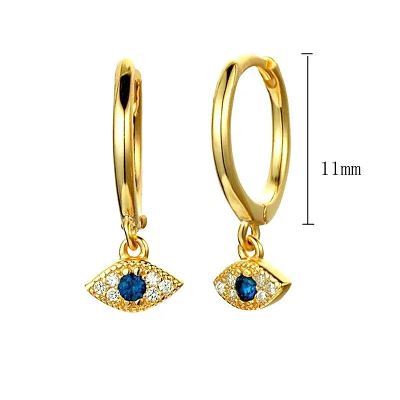 925 Silver Evil Eye Huggie Hoop Earrings for Women