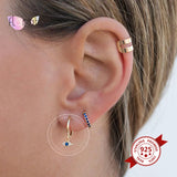 925 Silver Evil Eye Huggie Hoop Earrings for Women