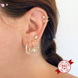 925 Silver Evil Eye Huggie Hoop Earrings for Women