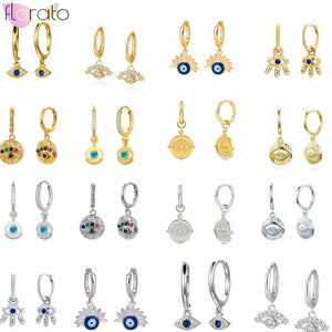 925 Silver Evil Eye Huggie Hoop Earrings for Women