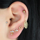 925 Silver Butterfly Crystal Zircon Hoop Earrings Gift