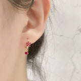 925 Silver Butterfly Crystal Zircon Hoop Earrings Gift