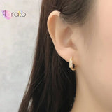 925 Silver Geometric Ellipse Hoop Earrings with Crystal
