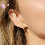 925 Silver Geometric Ellipse Hoop Earrings with Crystal