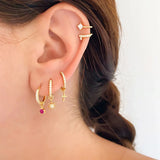925 Silver Hoop Earrings Set Lightning/Spike/Sun Huggie Earrings