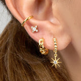 925 Silver Hoop Earrings Rock Punk Minimalist Fine Jewelry